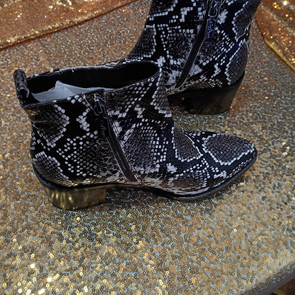New Aqua Snakeskin Ankle Boots - Black and Gray